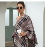 Wholesale price pullover stripe pullover v-neck women's sweater for women tassel batwing-sleeved blouse clothing poncho sweater