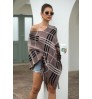 Wholesale price pullover stripe pullover v-neck women's sweater for women tassel batwing-sleeved blouse clothing poncho sweater