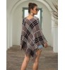 Wholesale price pullover stripe pullover v-neck women's sweater for women tassel batwing-sleeved blouse clothing poncho sweater