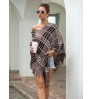 Wholesale price pullover stripe pullover v-neck women's sweater for women tassel batwing-sleeved blouse clothing poncho sweater