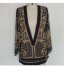 4XL Wholesale 2021 New Fashion Women Suit Deep V neck plus size long blazer jacket with beaded print women's coat