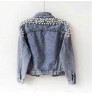 Print Embroidery LOGO Studded Rivet Pearl Women Denim Jacket Long Sleeve Fashion Jacket Big Pearl Denim Jacket