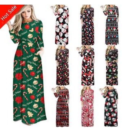 Ecoparty Spring Autumn Women Dress Female Fashion Long Sleeve Floral Print Long Maxi Dress Ladies Casual Ankle-Length Vestido