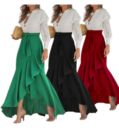 Wholesale Hot Style Belt Lace Wrap Hip Fishtail Skirt HOBISH High Waist Sexy Irregular Long Skirt Women's