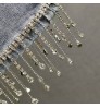 2021 Women's Spring Rhinestone Tassel Jeans Female New Elastic High Waist Slim Split Flare Denim Pants