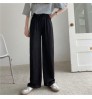 New Silk Wide-leg Pants Women Summer Ladies High Waist Loose Large Size Nine-point Pants Straight Casual Pants