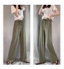 New Silk Wide-leg Pants Women Summer Ladies High Waist Loose Large Size Nine-point Pants Straight Casual Pants