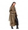 Wine red Trench Women's Slim Motorcycle Pu Leather Coat long slim with belt women's leather trench coats