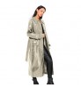 Wine red Trench Women's Slim Motorcycle Pu Leather Coat long slim with belt women's leather trench coats