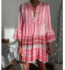 2022 Hot Sale Summer Casual Dress Women Floral Boho Dress Wholesale Factory Cheap Loose Chiffon Beach V Neck Sexy Maxi Dress