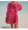 2022 Hot Sale Summer Casual Dress Women Floral Boho Dress Wholesale Factory Cheap Loose Chiffon Beach V Neck Sexy Maxi Dress