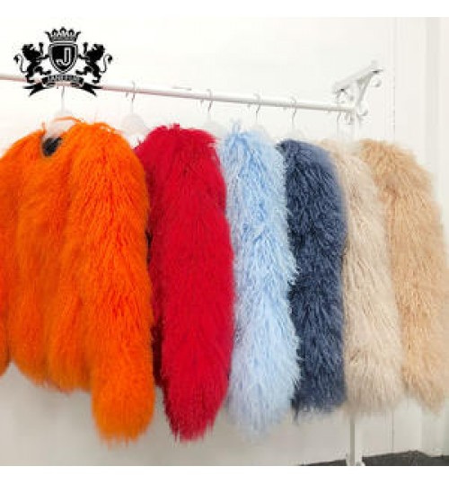 Wholesale Winter Tibet Lamb Fur Jacket Real Mongolian Fur Coat Women