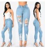 Dark Blue Ladies Jeans Women Ripped Skinny Jeans High Waist Women's Pants Wholesale