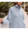 Custom 100% Cashmere Women's Turtleneck Top Sweater Pullover Winter Knit Custom High Neck Polyester Cotton Wool Cashmere Sweater