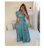 Ecoparty Summer High Waist Women Casual Dress Long Floral Casual Dress Ladies O Neck Holiday Party Maxi Dress Plus Size Sundress