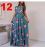 Ecoparty Summer High Waist Women Casual Dress Long Floral Casual Dress Ladies O Neck Holiday Party Maxi Dress Plus Size Sundress