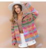Western Vintage Women's Aztec Print Jacket Lapel Loose Long Sleeve Wool Coat Button Down Thick Jacket Shacket Women's Clothing