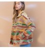 Western Vintage Women's Aztec Print Jacket Lapel Loose Long Sleeve Wool Coat Button Down Thick Jacket Shacket Women's Clothing