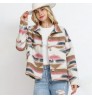 Western Vintage Women's Aztec Print Jacket Lapel Loose Long Sleeve Wool Coat Button Down Thick Jacket Shacket Women's Clothing