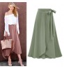 JBeiL M-6xl Womens Slit Long Skirts Plus Size Ladies Jupe High Waist Bowtie Summer Slim Casual Asymmetric Skirt Saia Casual