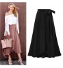JBeiL M-6xl Womens Slit Long Skirts Plus Size Ladies Jupe High Waist Bowtie Summer Slim Casual Asymmetric Skirt Saia Casual