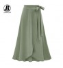 JBeiL M-6xl Womens Slit Long Skirts Plus Size Ladies Jupe High Waist Bowtie Summer Slim Casual Asymmetric Skirt Saia Casual