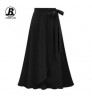 JBeiL M-6xl Womens Slit Long Skirts Plus Size Ladies Jupe High Waist Bowtie Summer Slim Casual Asymmetric Skirt Saia Casual