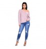 Stretch-ripped high-rise jeans pop small-footed women's trousers women jeans