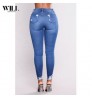 Stretch-ripped high-rise jeans pop small-footed women's trousers women jeans