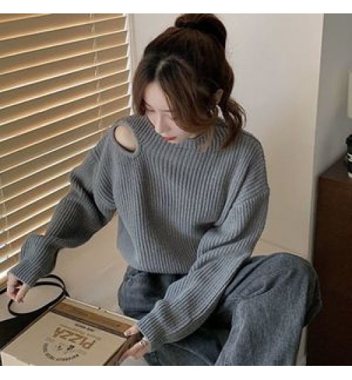 Autumn Winter Fashion Female Long Sleeve Off Shoulder Pullover Knitwear Knitted Crop Tops Women Casual Sweaters Women's Sweaters