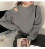 Autumn Winter Fashion Female Long Sleeve Off Shoulder Pullover Knitwear Knitted Crop Tops Women Casual Sweaters Women's Sweaters