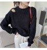 Autumn Winter Fashion Female Long Sleeve Off Shoulder Pullover Knitwear Knitted Crop Tops Women Casual Sweaters Women's Sweaters