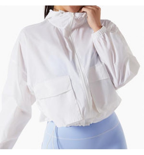 Quick-drying loose sports jacket sunscreen clothing women's running casual windbreaker women's zipper long-sleeved fitness top