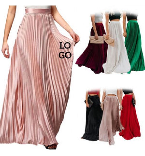 Custom Design OEM Solid or Digital Print Woman's Plus Size Clothes Ladies Sexy Pleated Dress & Skirts Fashion Skirt for Women