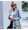 2022 Women Jacket Stylish Fashion Ripped Shirt Long Sleeve Turtleneck Denim Jacket