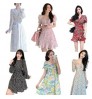Wholesale Cheap Ladies Fashion Vintage Sweet Party Beach Elegant Side Women Korean Floral Summer Casual Dress