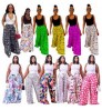Summer Pretty Letter Print Palazzo Pants High Street High Waist Pocket Loose Long Wide Leg Pants Women's Pants & Trousers