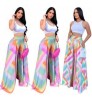 Summer Pretty Letter Print Palazzo Pants High Street High Waist Pocket Loose Long Wide Leg Pants Women's Pants & Trousers