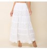 Women's Custom Fashion Summer 100% Cotton Long White Embroidery Maxi Skirt Womens Skirts