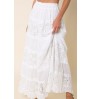 Women's Custom Fashion Summer 100% Cotton Long White Embroidery Maxi Skirt Womens Skirts