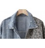 Women's Clothing Wholesale Spring Fall Plus Size Jeans Coat Leopard Patchwork Pocket Ripped Denim Jacket
