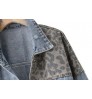 Women's Clothing Wholesale Spring Fall Plus Size Jeans Coat Leopard Patchwork Pocket Ripped Denim Jacket