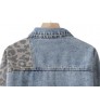 Women's Clothing Wholesale Spring Fall Plus Size Jeans Coat Leopard Patchwork Pocket Ripped Denim Jacket