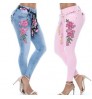 YiXin S-5XL Plus Size Women's Jeans Stretch Flower Embroidery High Waisted Jeans Womens Women Skinny Jeans