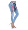 YiXin S-5XL Plus Size Women's Jeans Stretch Flower Embroidery High Waisted Jeans Womens Women Skinny Jeans