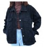 Spring Japanese design women's black denim jacket loose fashion lady's long-sleeve solid color style denim jacket