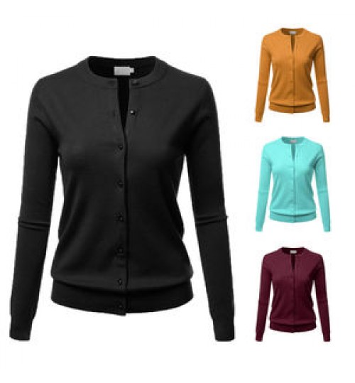 2023 Amazon Top Seller Long Sleeve Round Neck Button Plain Sweater Knitted Women Cardigan Knitwear Women's Sweaters