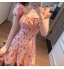 Women's Floral Party Beach Wear Flower Printed Casual Dresses Women Smocking off-Shoulder Maxi Shirring Dress For Ladies