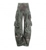 Custom women camouflage cargo pants multiple pockets fashion Army Green high waist wide leg pants