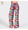 Gradient Lace Print Lounge Pants Drawstring Palazzo Female Yoga Pants Wide Leg Womens Pajama Pants